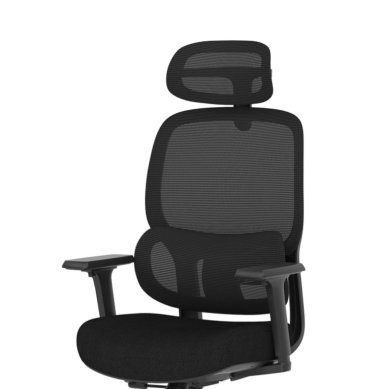 Rowan Mesh Back Office Chair – Black, Ergonomic, Self-Assembly, Durable Fabric & Polypropylene, 5-Year Mechanical Warranty – Modern Home or Office Desk Chair