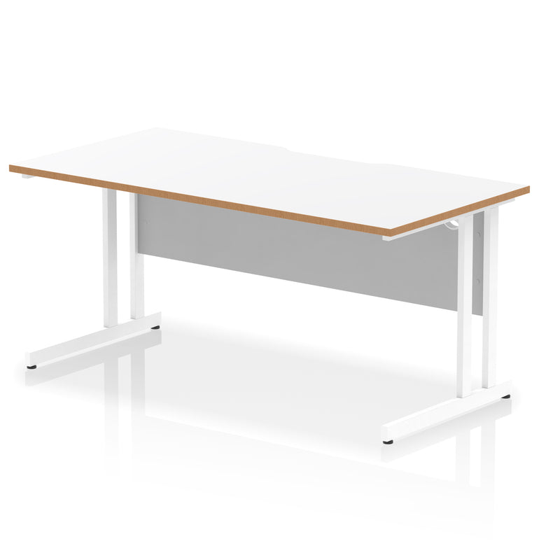 Impulse 1600mm Scalloped Edge Straight Office Desk – Cantilever Leg, Multiple Top & Leg Colours, MFC, Self Assembly, 10 Year Warranty
