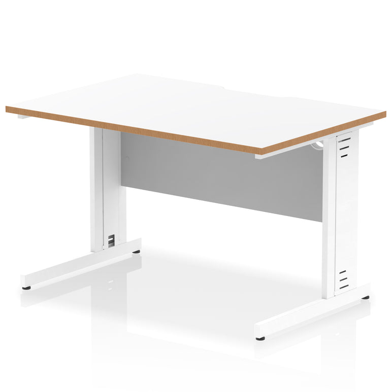 Impulse 1200mm Scalloped Edge Straight Office Desk with Cable Managed Legs, Multiple Desktop & Leg Colours, MFC, Self Assembly, 10 Year Warranty