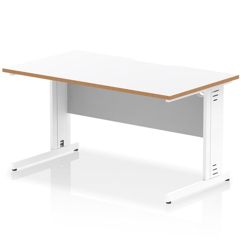 Impulse 1400mm Scalloped Edge Office Desk – Cable Managed Legs, Multiple Top & Frame Colours, Durable MFC, Self Assembly, 10 Year Warranty