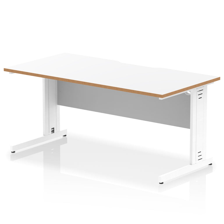 Impulse 1600mm Straight Desk with Scalloped Edge, Cable Managed Legs – Multiple Desktop & Frame Colours, MFC, Self-Assembly, 10 Year Warranty – Office Computer Workstation