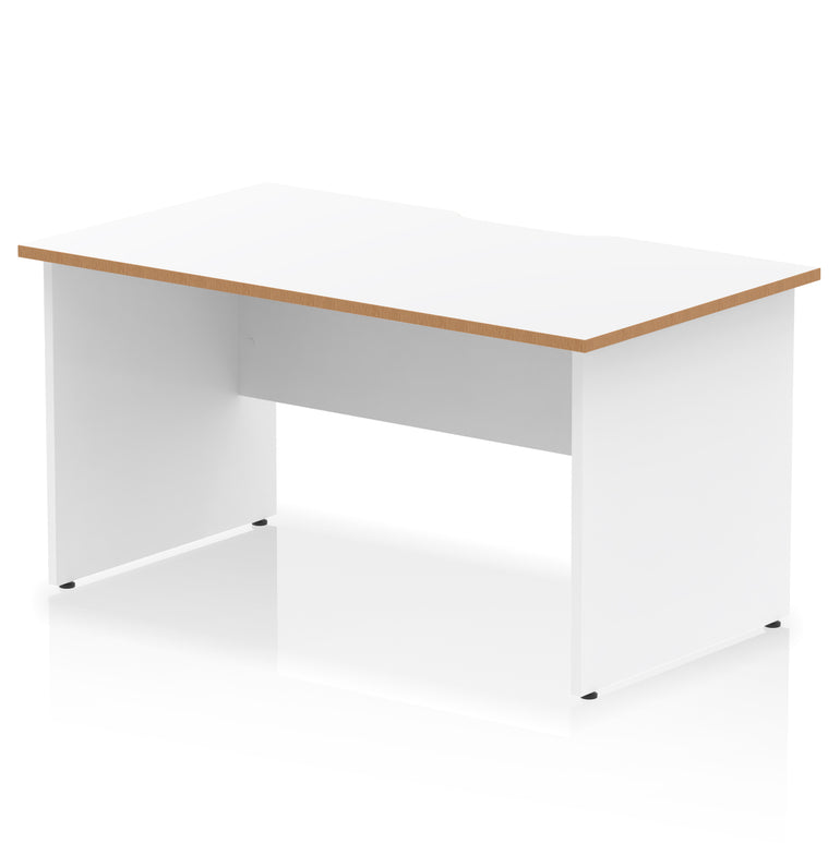 Impulse 1400mm Scalloped Edge Straight Desk with Panel End Legs, Multiple Desktop & Leg Colours, Durable MFC, Self-Assembly, 10 Year Warranty – Office or Home Use