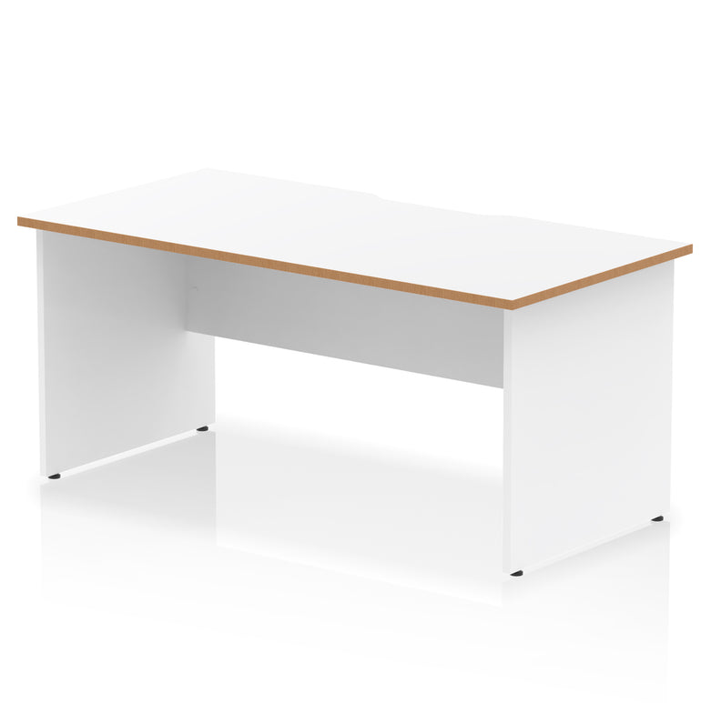 Impulse 1600mm Scalloped Edge Straight Office Desk with Panel End Legs, Multiple Top & Leg Colour Options, Durable MFC, 10 Year Warranty, Self-Assembly – Modern Workstation