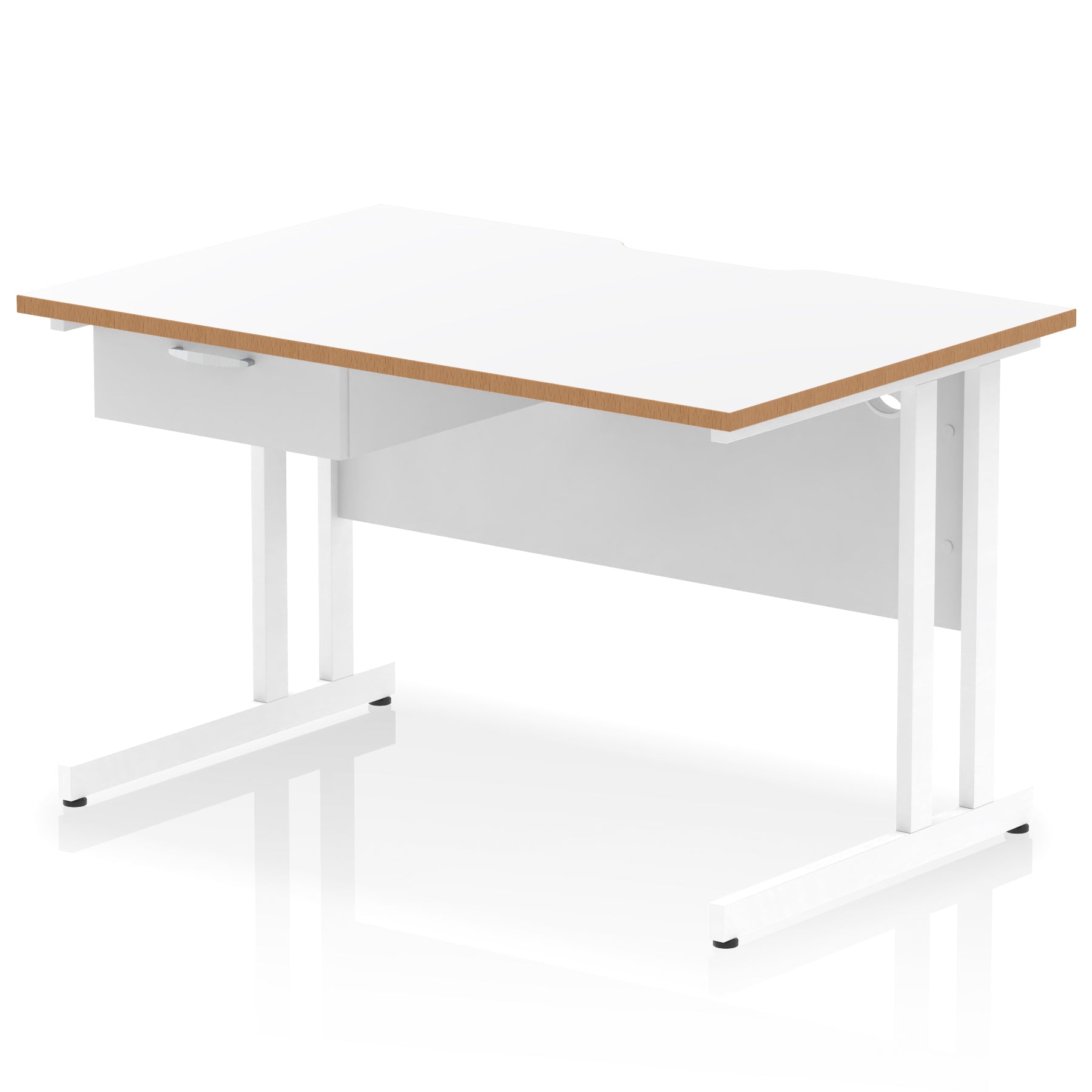 Impulse Scalloped Edge Cantilever Desk with Single Drawer Pedestal, 1200–1600mm, Multiple Top & Frame Colours, Durable MFC, Self-Assembly, 10 Year Warranty