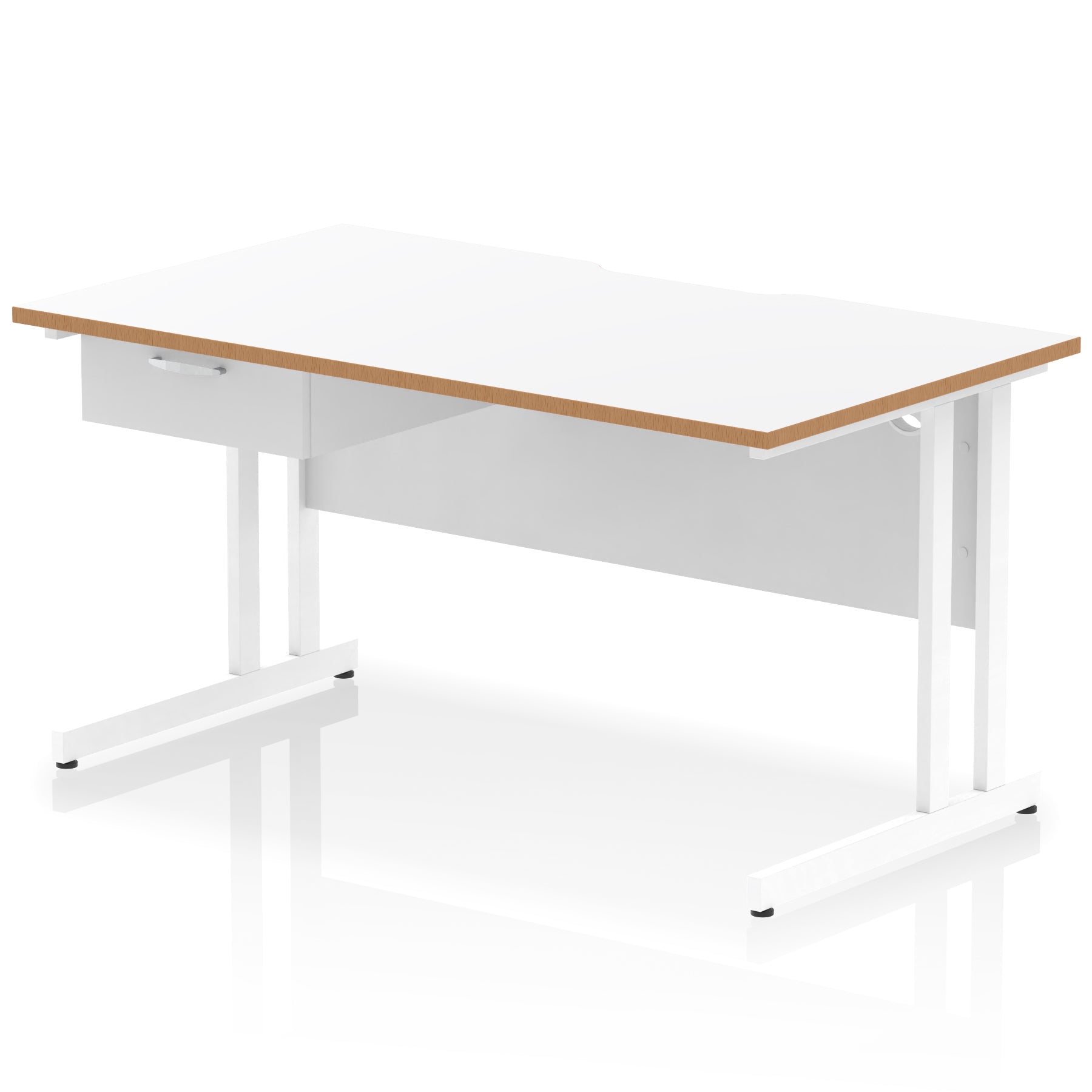 Impulse Scalloped Edge Cantilever Desk with Single Drawer Pedestal, 1200–1600mm, Multiple Top & Frame Colours, Durable MFC, Self-Assembly, 10 Year Warranty