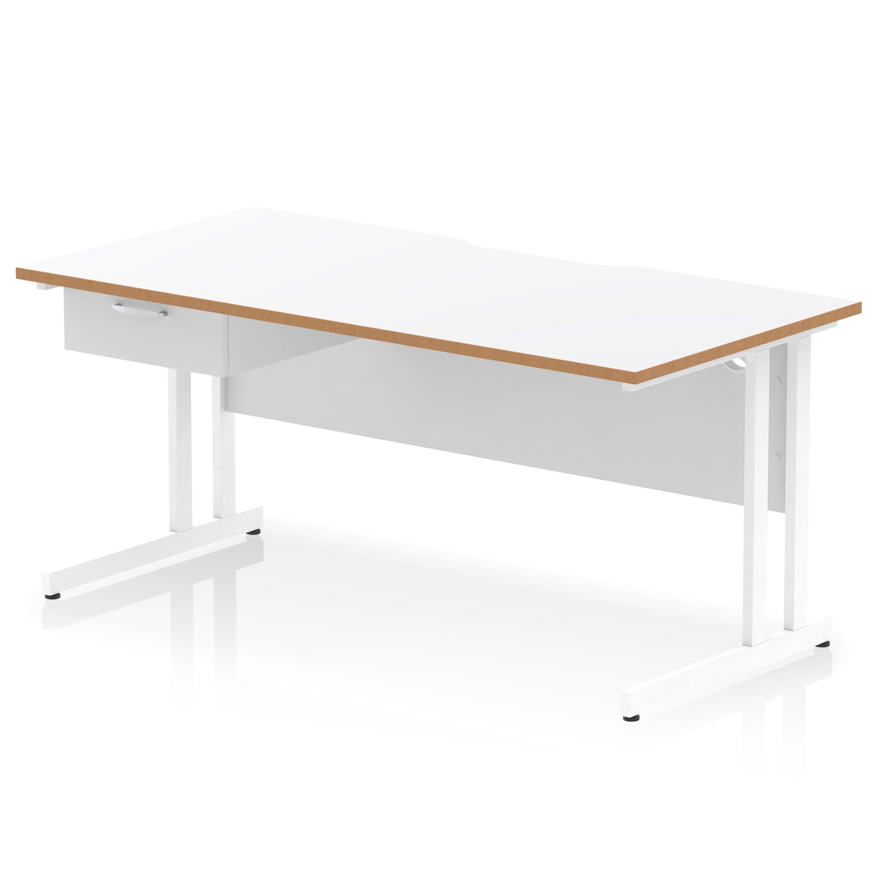Impulse Scalloped Edge Cantilever Desk with Single Drawer Pedestal, 1200–1600mm, Multiple Top & Frame Colours, Durable MFC, Self-Assembly, 10 Year Warranty