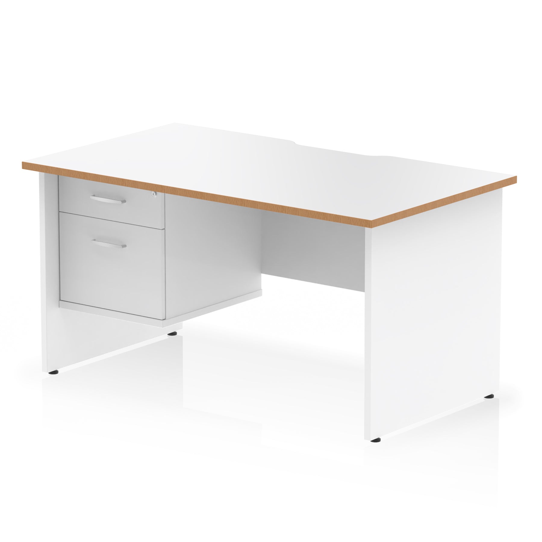 Impulse Scalloped Edge 1400mm Straight Office Desk with Single 2 or 3 Drawer Pedestal, Multiple Finishes & Leg Colours, MFC, Self-Assembly, 10 Year Warranty