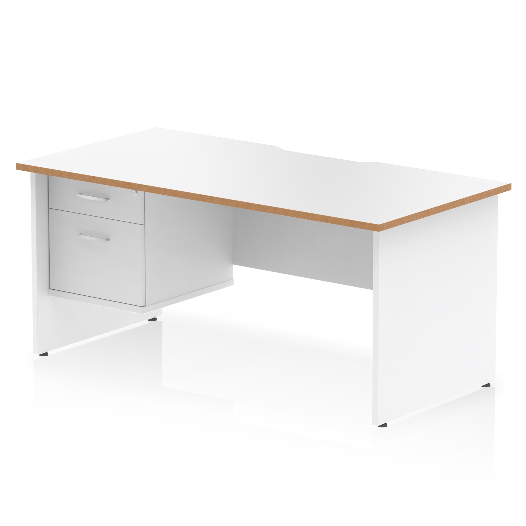 Impulse 1600mm Straight Office Desk with Scalloped Edge, Single Fixed Pedestal (2 or 3 Drawer), Multiple Colours, Durable MFC, 10 Year Warranty