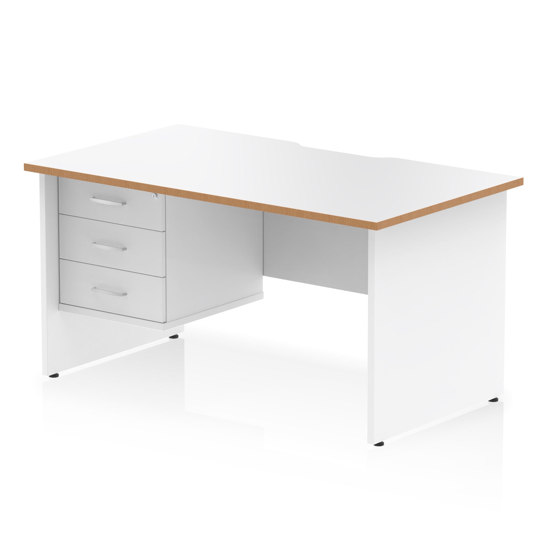 Impulse Scalloped Edge 1400mm Straight Office Desk with Single 2 or 3 Drawer Pedestal, Multiple Finishes & Leg Colours, MFC, Self-Assembly, 10 Year Warranty