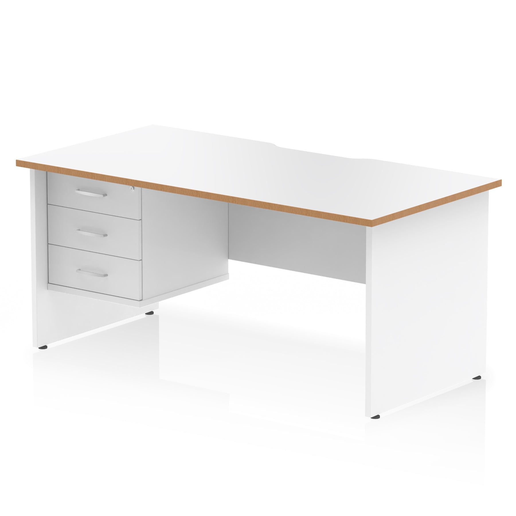 Impulse 1600mm Straight Office Desk with Scalloped Edge, Single Fixed Pedestal (2 or 3 Drawer), Multiple Colours, Durable MFC, 10 Year Warranty