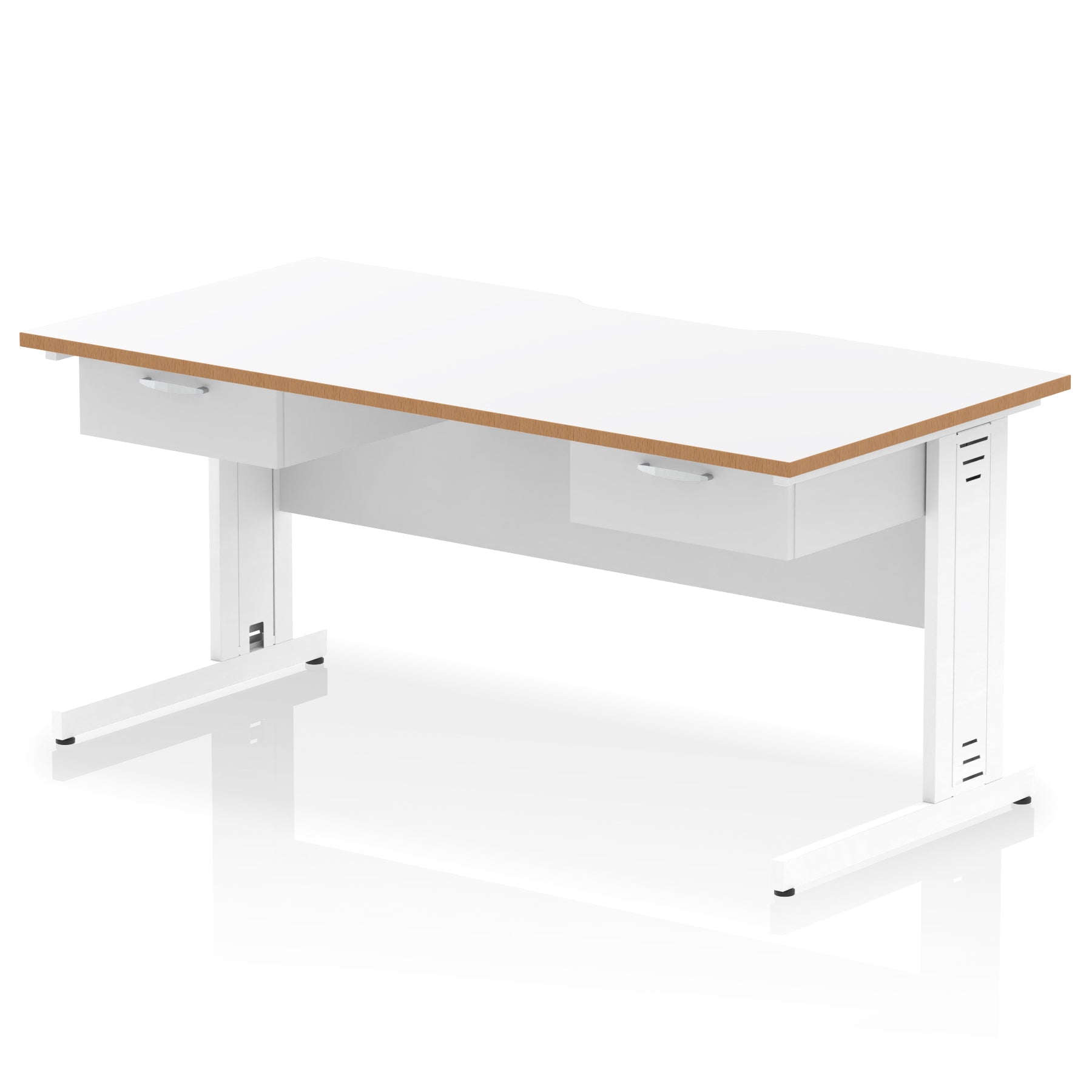 Impulse Scalloped Edge Cable Managed Desk 1600mm – 2 One-Drawer Pedestals – Multiple Colours & Frame Options – MFC – Self Assembly – 10 Year Warranty