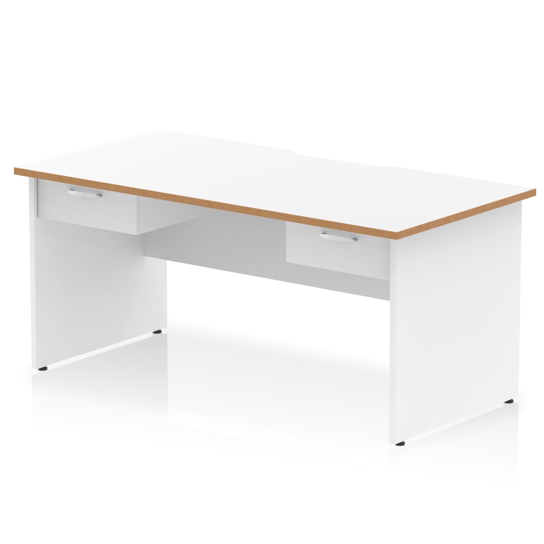 Impulse Scalloped Edge Panel End Desk, 1600mm, with 2 One-Drawer Pedestals, Multiple Colour Options, Durable MFC, 10 Year Warranty, Self-Assembly