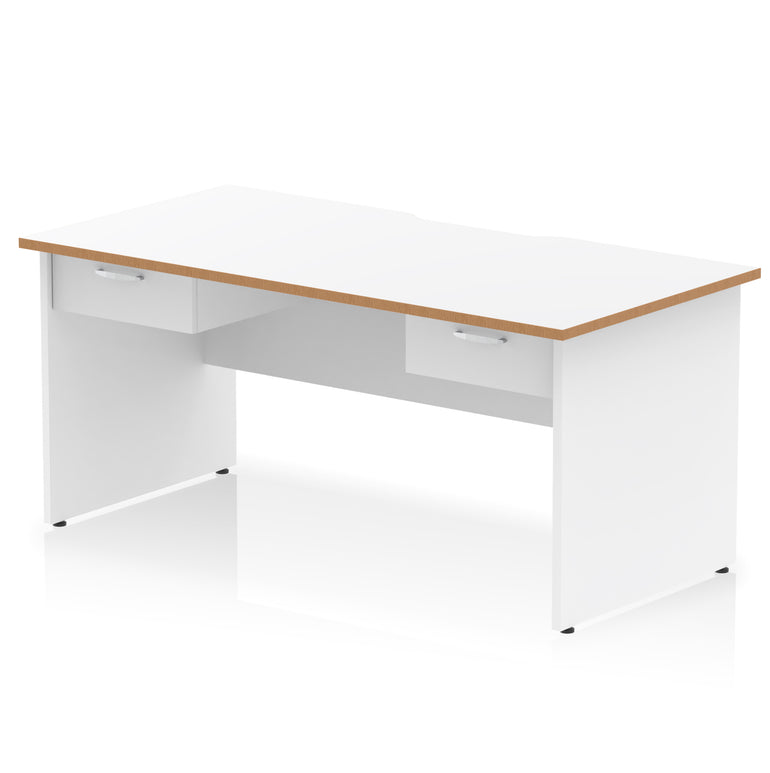 Impulse Scalloped Edge Panel End Desk, 1600mm, with 2 One-Drawer Pedestals, Multiple Colour Options, Durable MFC, 10 Year Warranty, Self-Assembly
