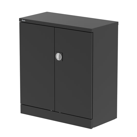 Qube Stationery 2-Door Steel Cupboard with Shelves, 1020mm or 1830mm Height, Black, Light Grey or White, Fully Assembled, 5 Year Warranty