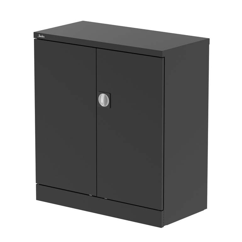 Qube Stationery 2-Door Steel Cupboard with Shelves, 1020mm or 1830mm Height, Black, Light Grey or White, Fully Assembled, 5 Year Warranty