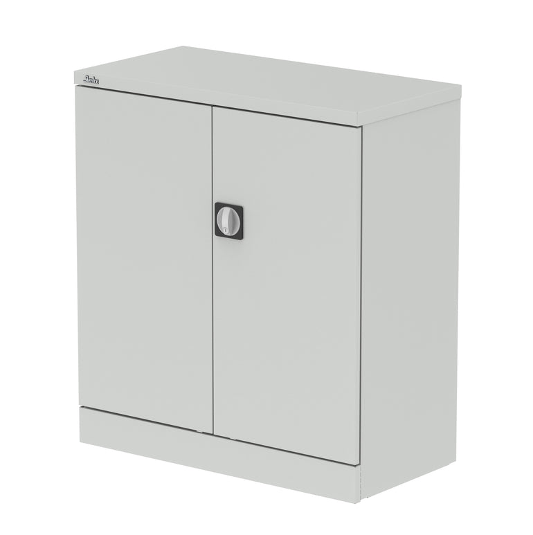 Qube Stationery 2-Door Steel Cupboard with Shelves, 1020mm or 1830mm Height, Black, Light Grey or White, Fully Assembled, 5 Year Warranty