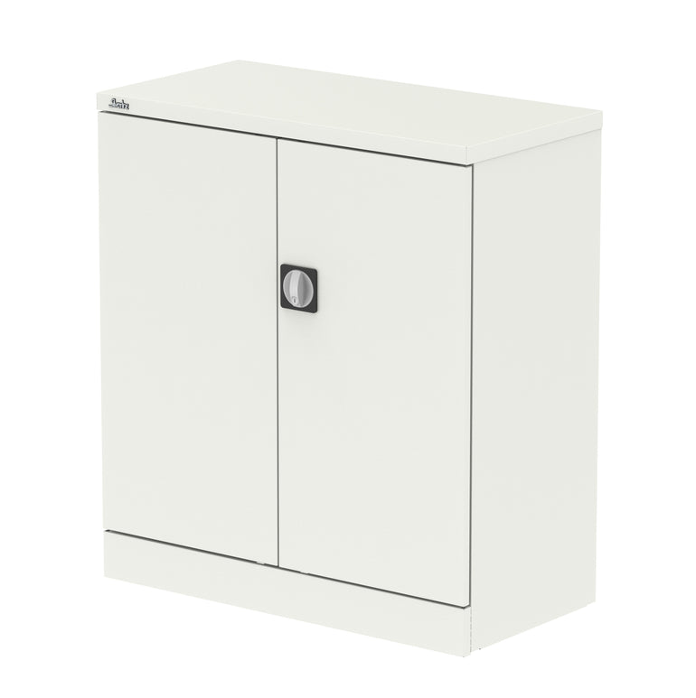 Qube Stationery 2-Door Steel Cupboard with Shelves, 1020mm or 1830mm Height, Black, Light Grey or White, Fully Assembled, 5 Year Warranty