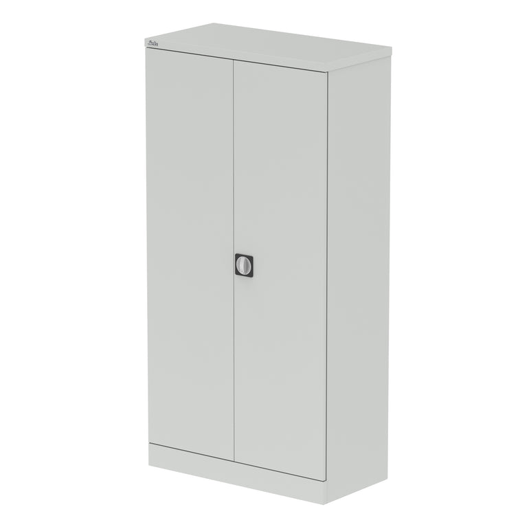 Qube Stationery 2-Door Steel Cupboard with Shelves, 1020mm or 1830mm Height, Black, Light Grey or White, Fully Assembled, 5 Year Warranty