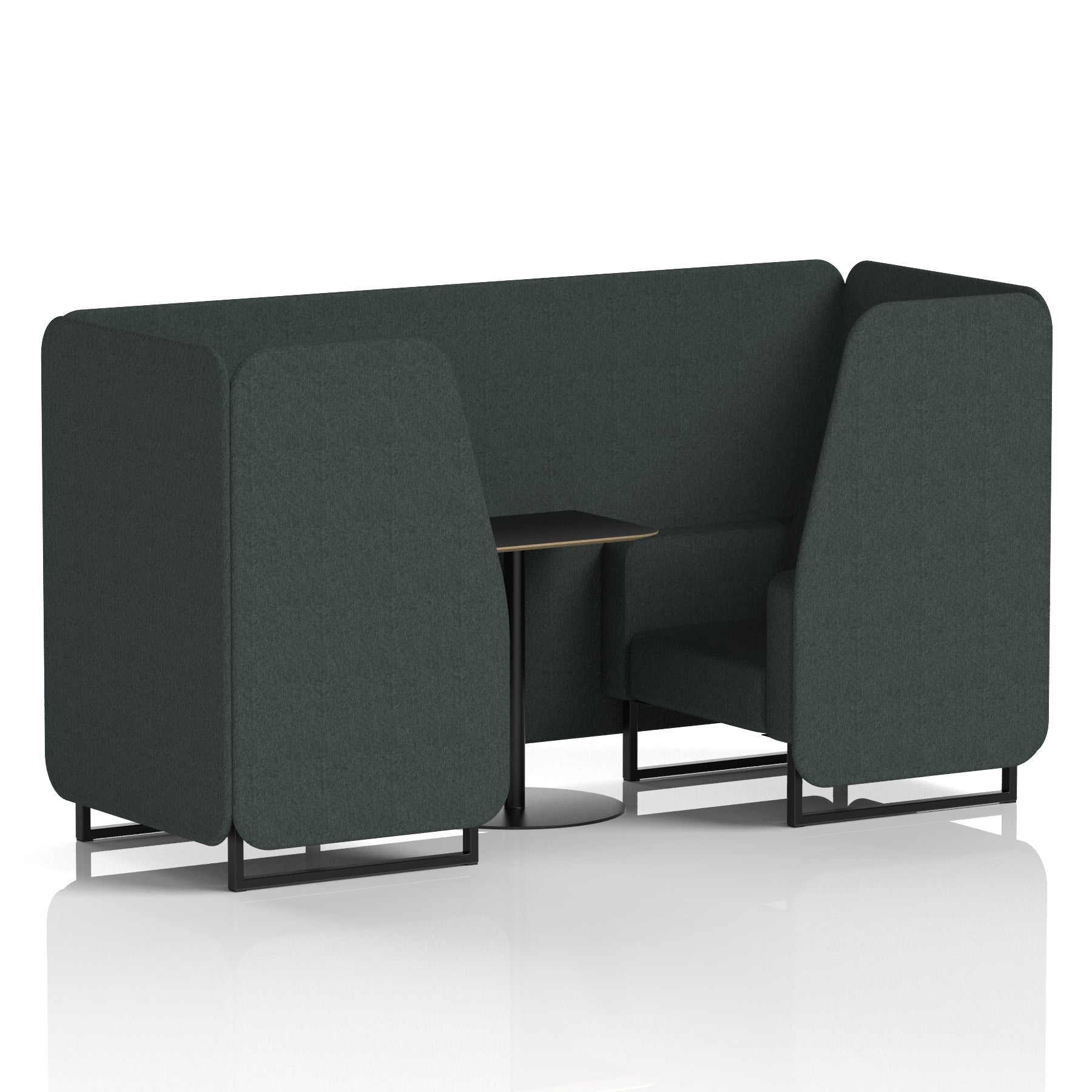 Brixworth Booth with Black Table – 2/4/6 Seater Office Pod, Multiple Colour Options, Black Frame, Plywood & Fabric, Self-Assembly, 10yr Frame Warranty