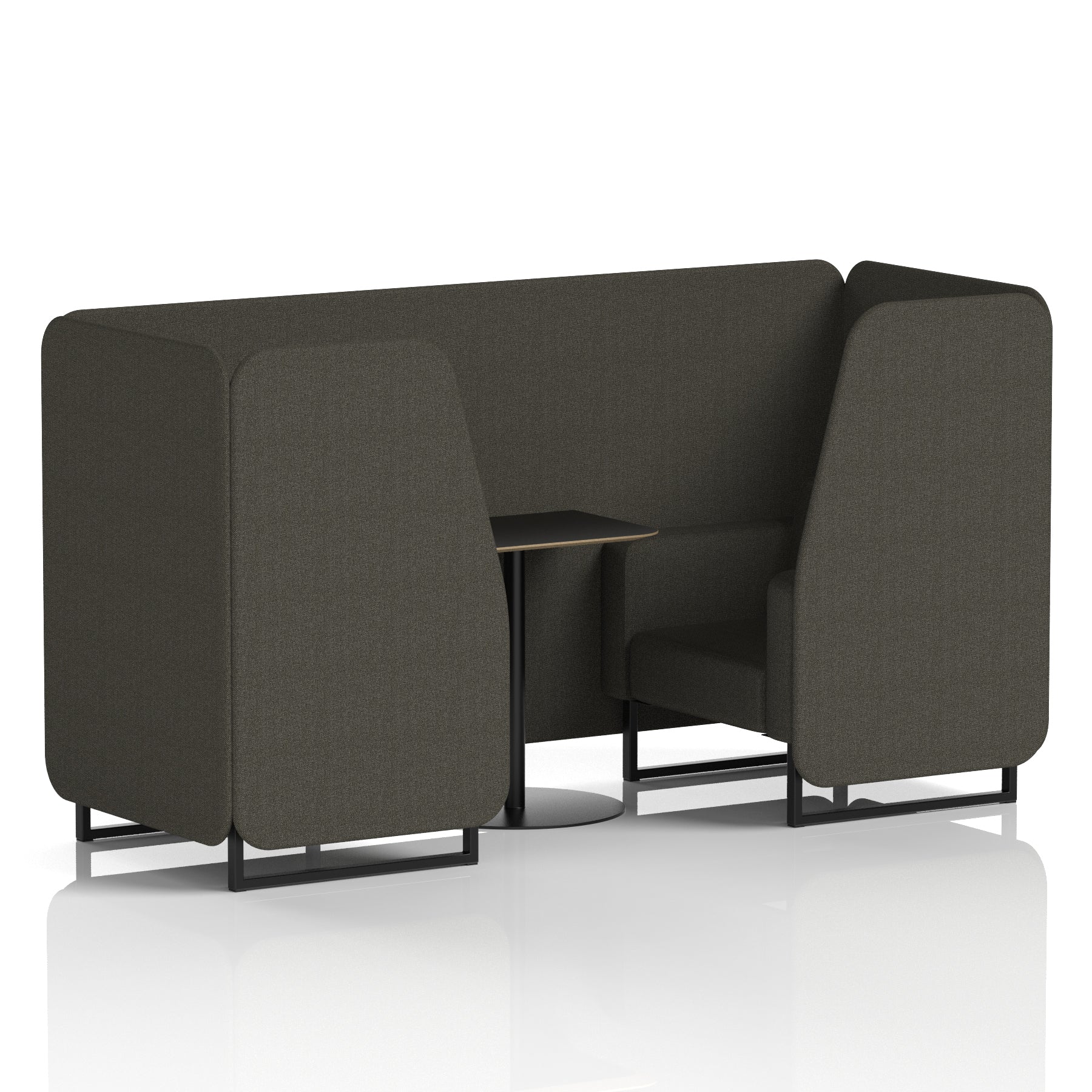 Brixworth Booth with Black Table – 2/4/6 Seater Office Pod, Multiple Colour Options, Black Frame, Plywood & Fabric, Self-Assembly, 10yr Frame Warranty