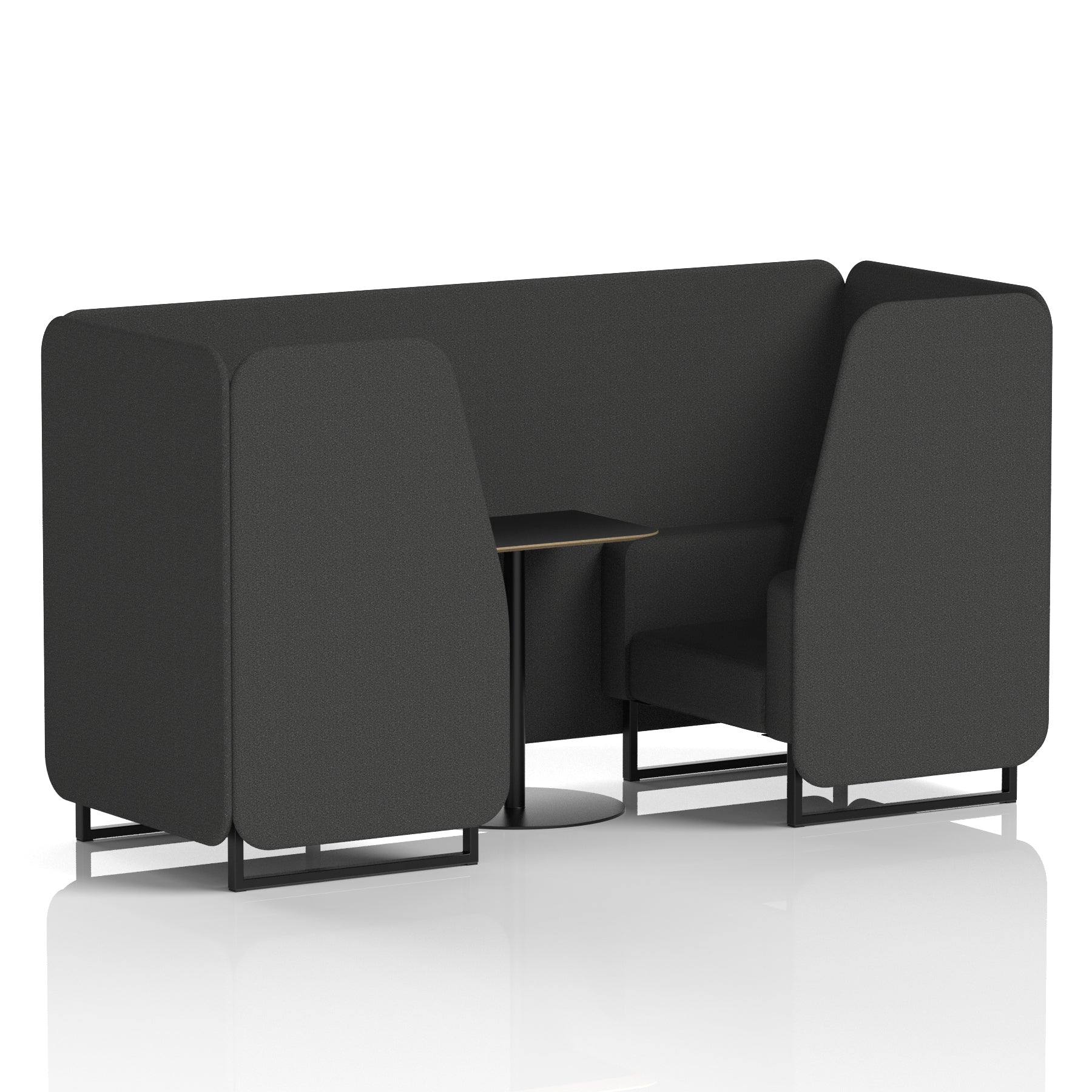 Brixworth Booth with Black Table – 2/4/6 Seater Office Pod, Multiple Colour Options, Black Frame, Plywood & Fabric, Self-Assembly, 10yr Frame Warranty