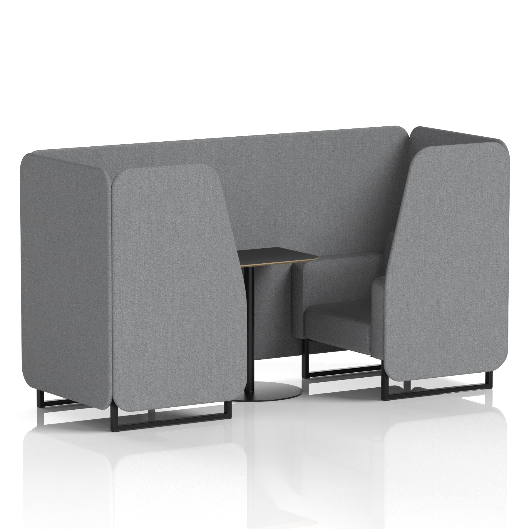 Brixworth Booth with Black Table – 2/4/6 Seater Office Pod, Multiple Colour Options, Black Frame, Plywood & Fabric, Self-Assembly, 10yr Frame Warranty