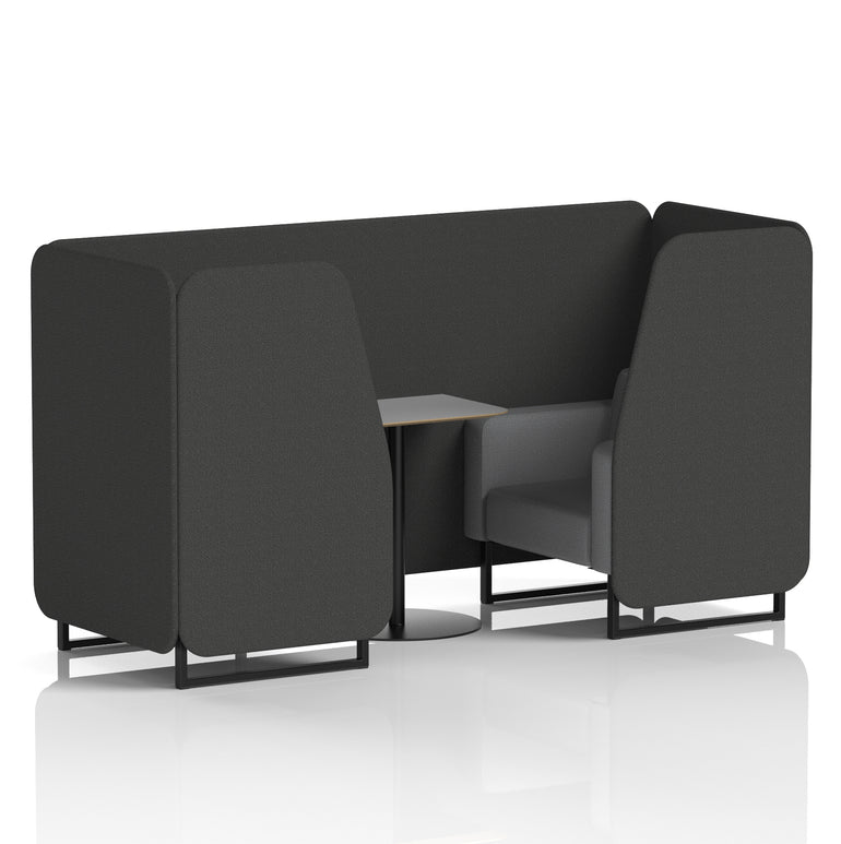 Brixworth Office Booth with Grey Table – 2, 4, or 6 Seater, Multiple Colour Combinations, Black Frame, Plywood & Fabric, Self-Assembly, 10 Year Frame Warranty