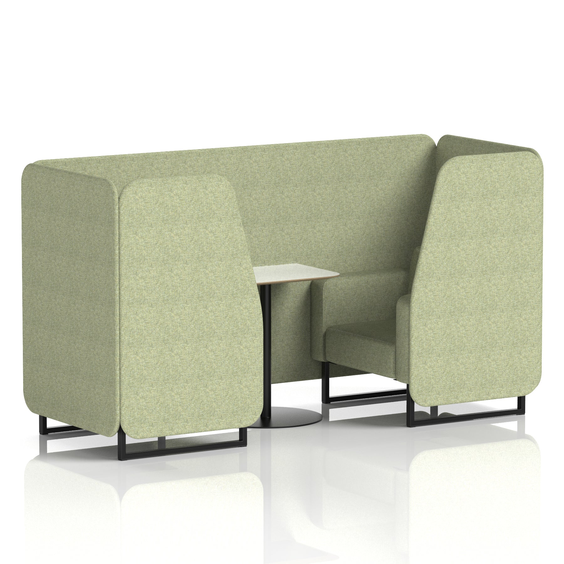 Brixworth Office Booth with White Table, 2/4/6 Seater, Multiple Colours, Black Frame, Plywood & Fabric, Self-Assembly, 10 Yr Frame Warranty