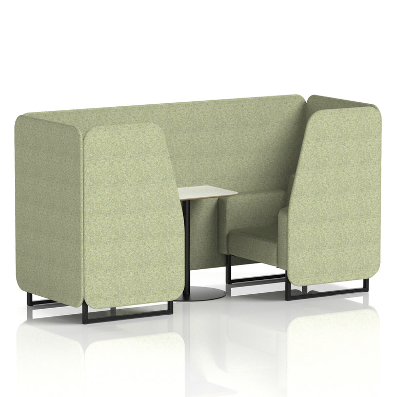 Brixworth Office Booth with White Table, 2/4/6 Seater, Multiple Colours, Black Frame, Plywood & Fabric, Self-Assembly, 10 Yr Frame Warranty