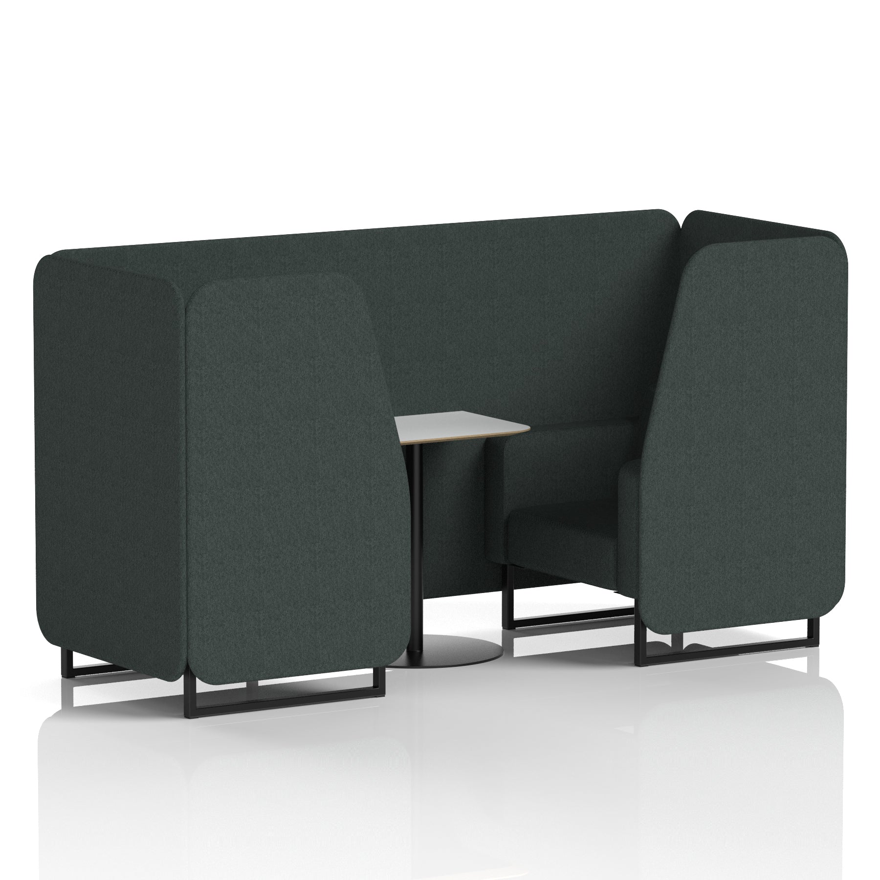 Brixworth Office Booth with White Table, 2/4/6 Seater, Multiple Colours, Black Frame, Plywood & Fabric, Self-Assembly, 10 Yr Frame Warranty