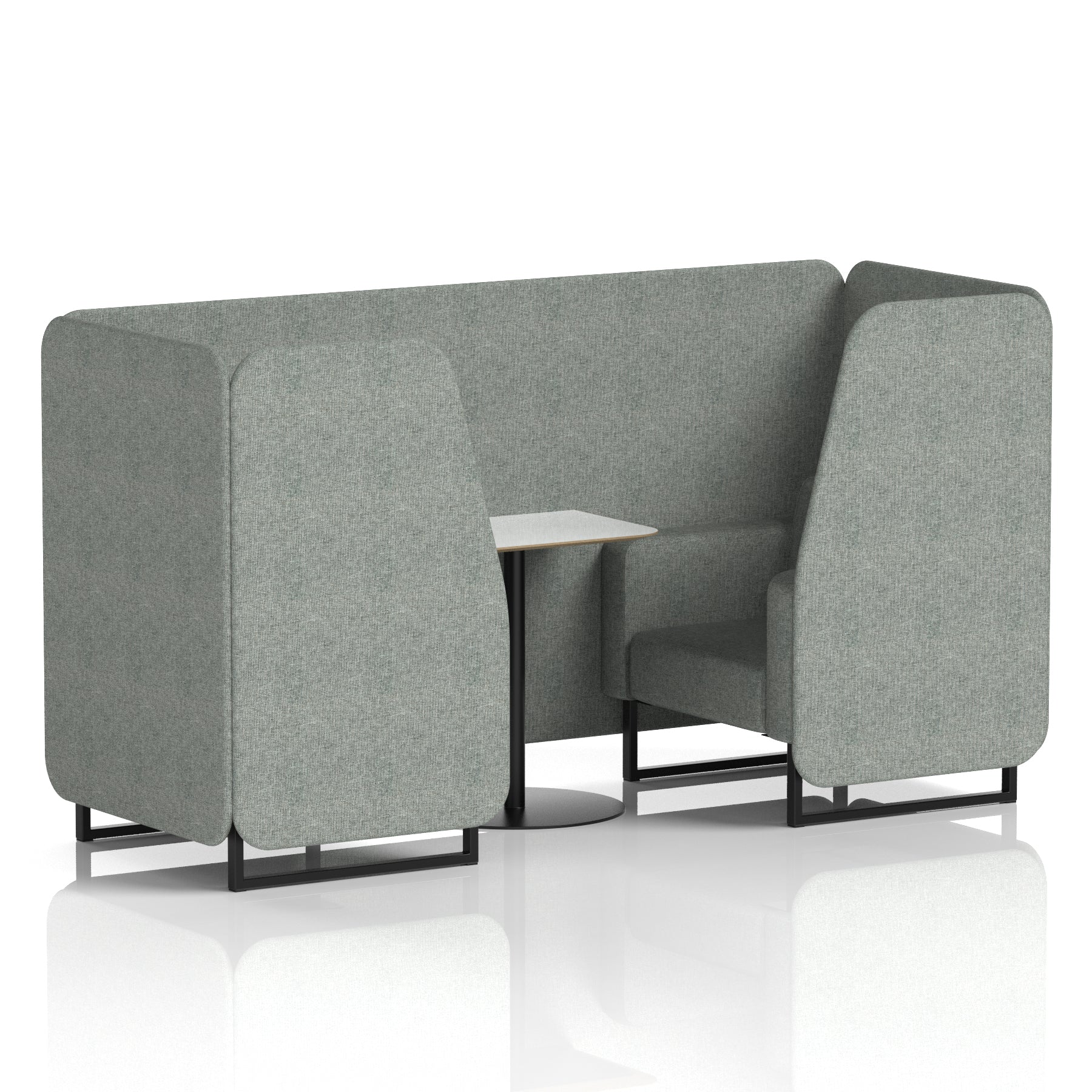 Brixworth Office Booth with White Table, 2/4/6 Seater, Multiple Colours, Black Frame, Plywood & Fabric, Self-Assembly, 10 Yr Frame Warranty