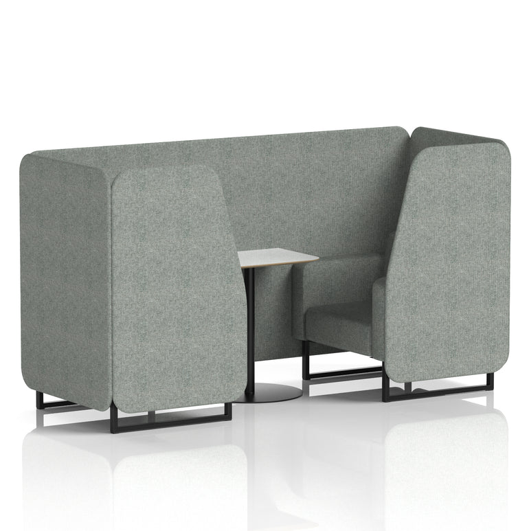 Brixworth Office Booth with White Table, 2/4/6 Seater, Multiple Colours, Black Frame, Plywood & Fabric, Self-Assembly, 10 Yr Frame Warranty