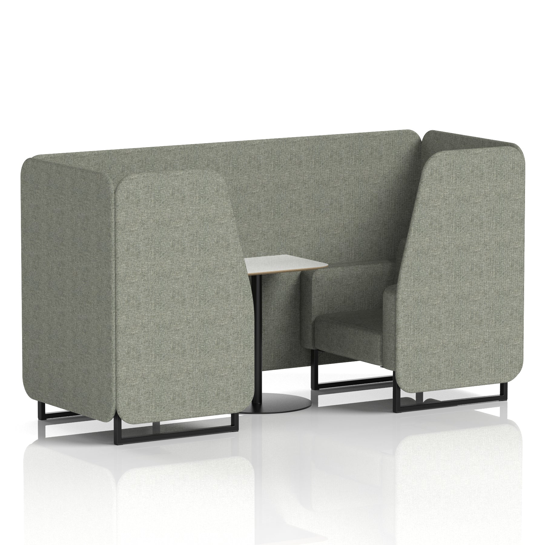 Brixworth Office Booth with White Table, 2/4/6 Seater, Multiple Colours, Black Frame, Plywood & Fabric, Self-Assembly, 10 Yr Frame Warranty