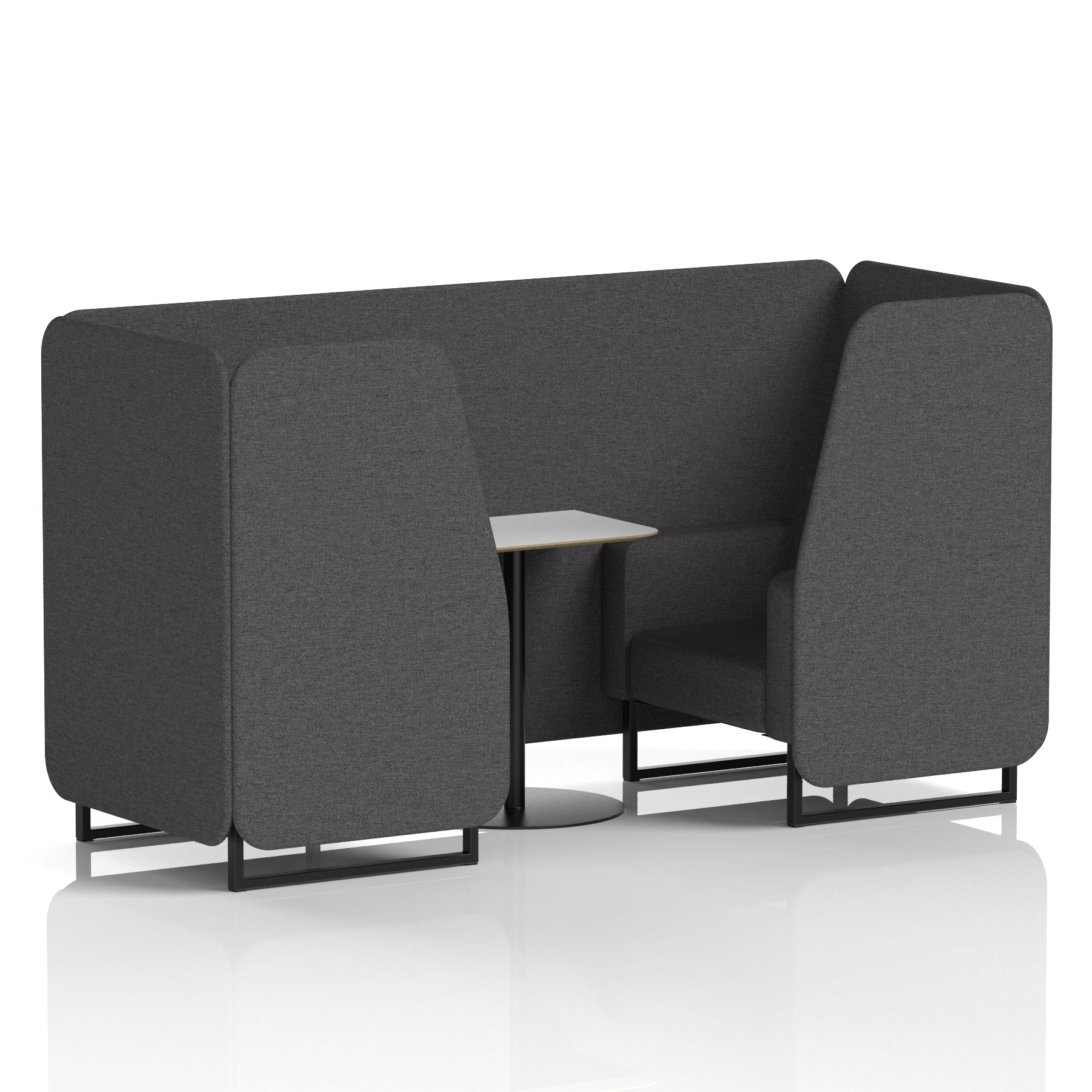 Brixworth Office Booth with White Table, 2/4/6 Seater, Multiple Colours, Black Frame, Plywood & Fabric, Self-Assembly, 10 Yr Frame Warranty
