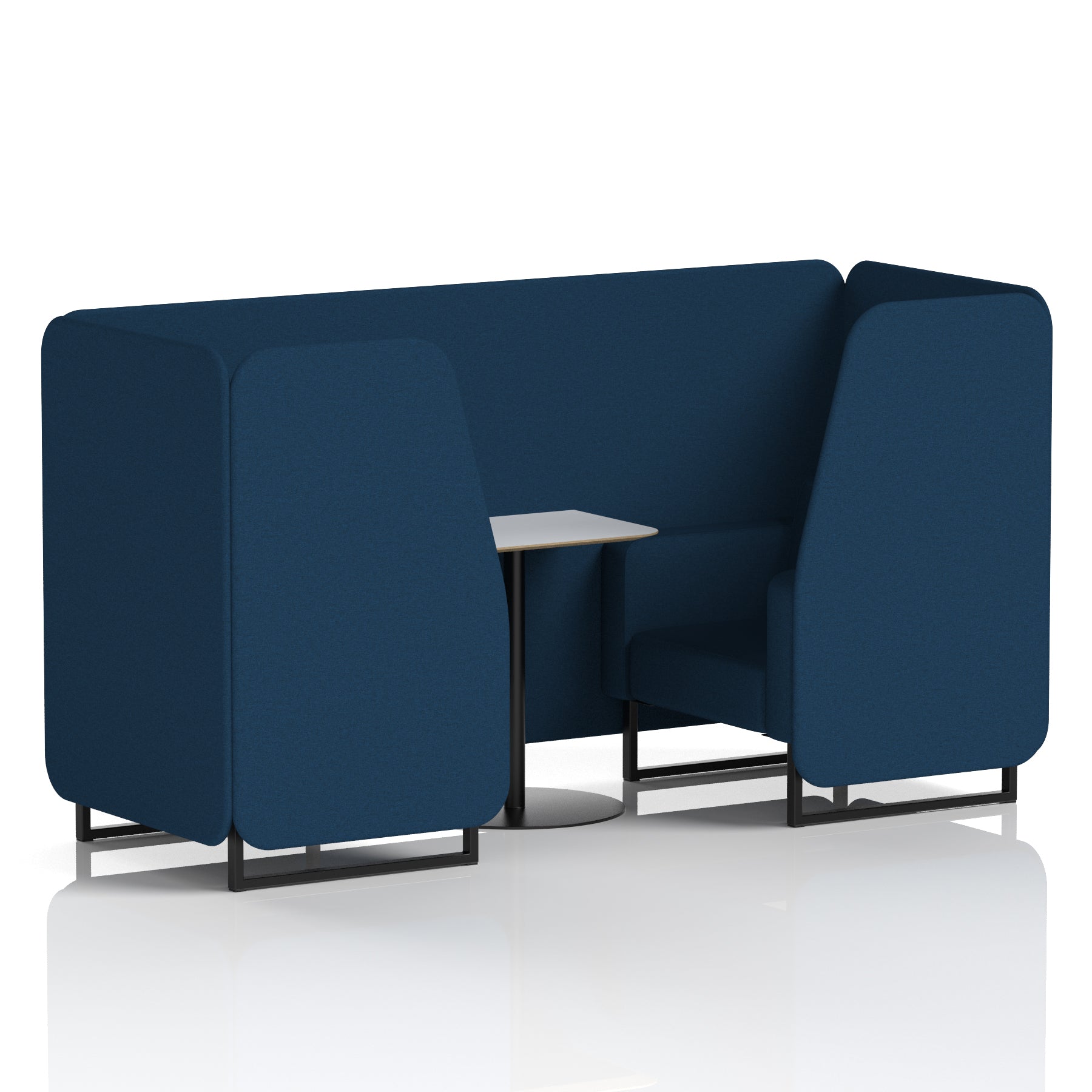 Brixworth Office Booth with White Table, 2/4/6 Seater, Multiple Colours, Black Frame, Plywood & Fabric, Self-Assembly, 10 Yr Frame Warranty