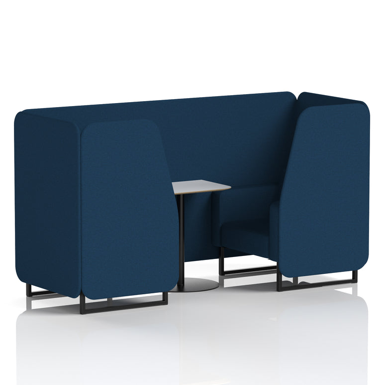 Brixworth Office Booth with White Table, 2/4/6 Seater, Multiple Colours, Black Frame, Plywood & Fabric, Self-Assembly, 10 Yr Frame Warranty