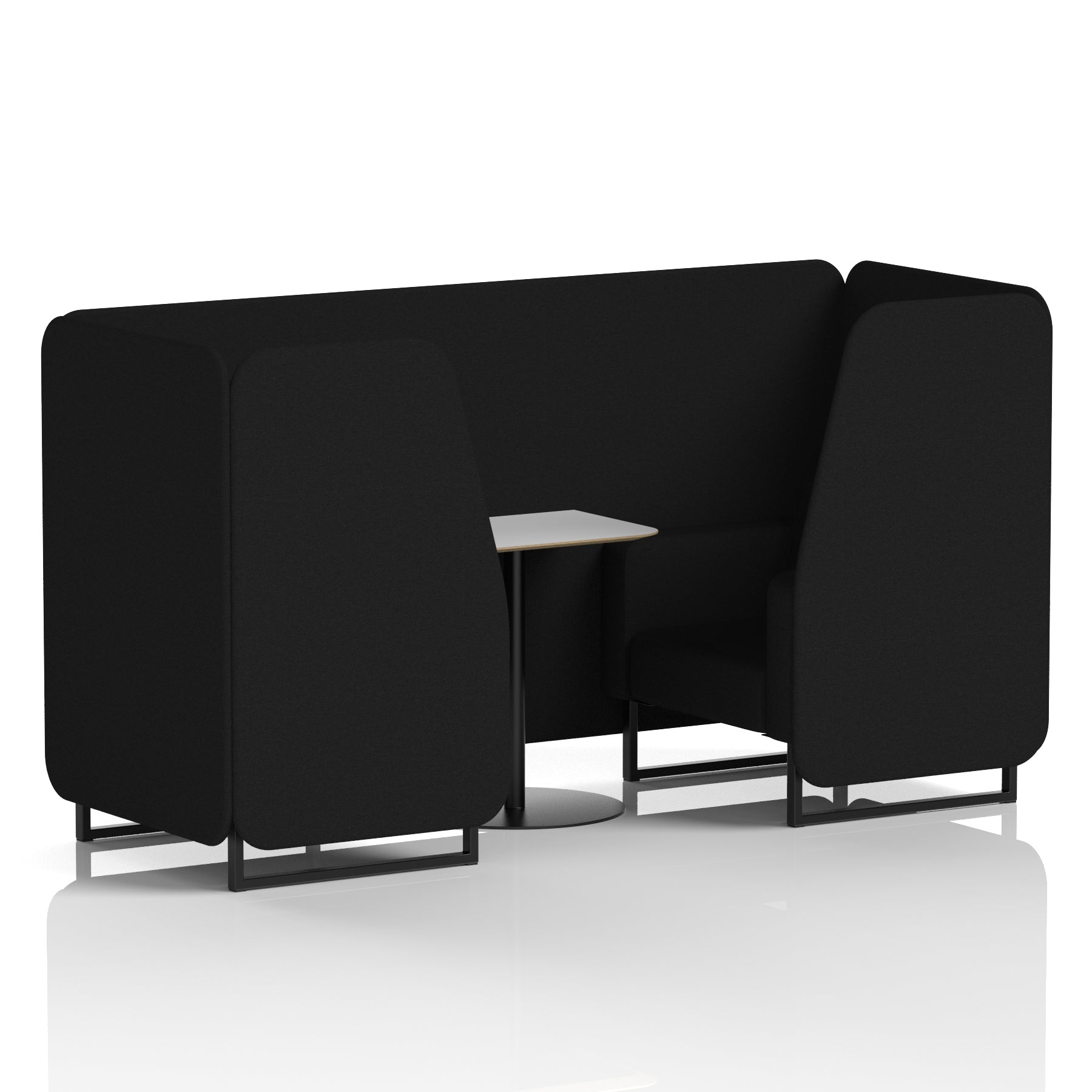 Brixworth Office Booth with White Table, 2/4/6 Seater, Multiple Colours, Black Frame, Plywood & Fabric, Self-Assembly, 10 Yr Frame Warranty