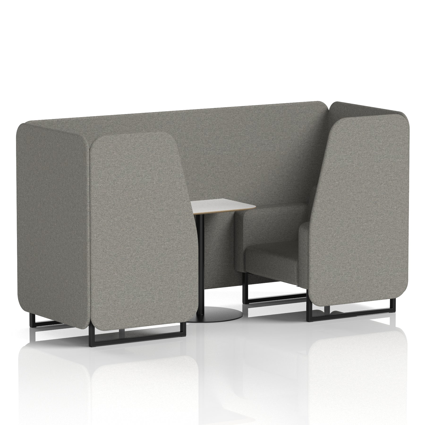 Brixworth Office Booth with White Table, 2/4/6 Seater, Multiple Colours, Black Frame, Plywood & Fabric, Self-Assembly, 10 Yr Frame Warranty