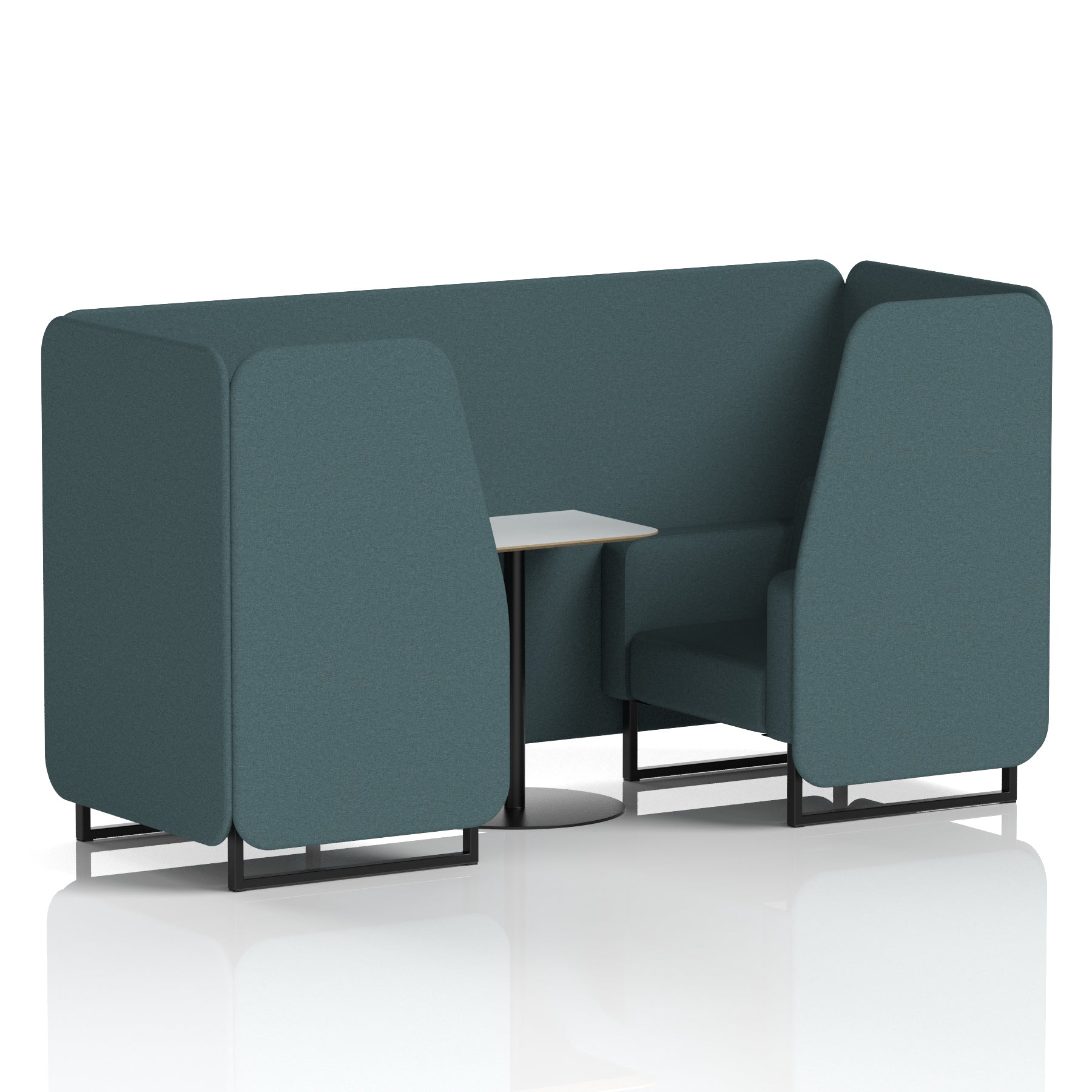 Brixworth Office Booth with White Table, 2/4/6 Seater, Multiple Colours, Black Frame, Plywood & Fabric, Self-Assembly, 10 Yr Frame Warranty