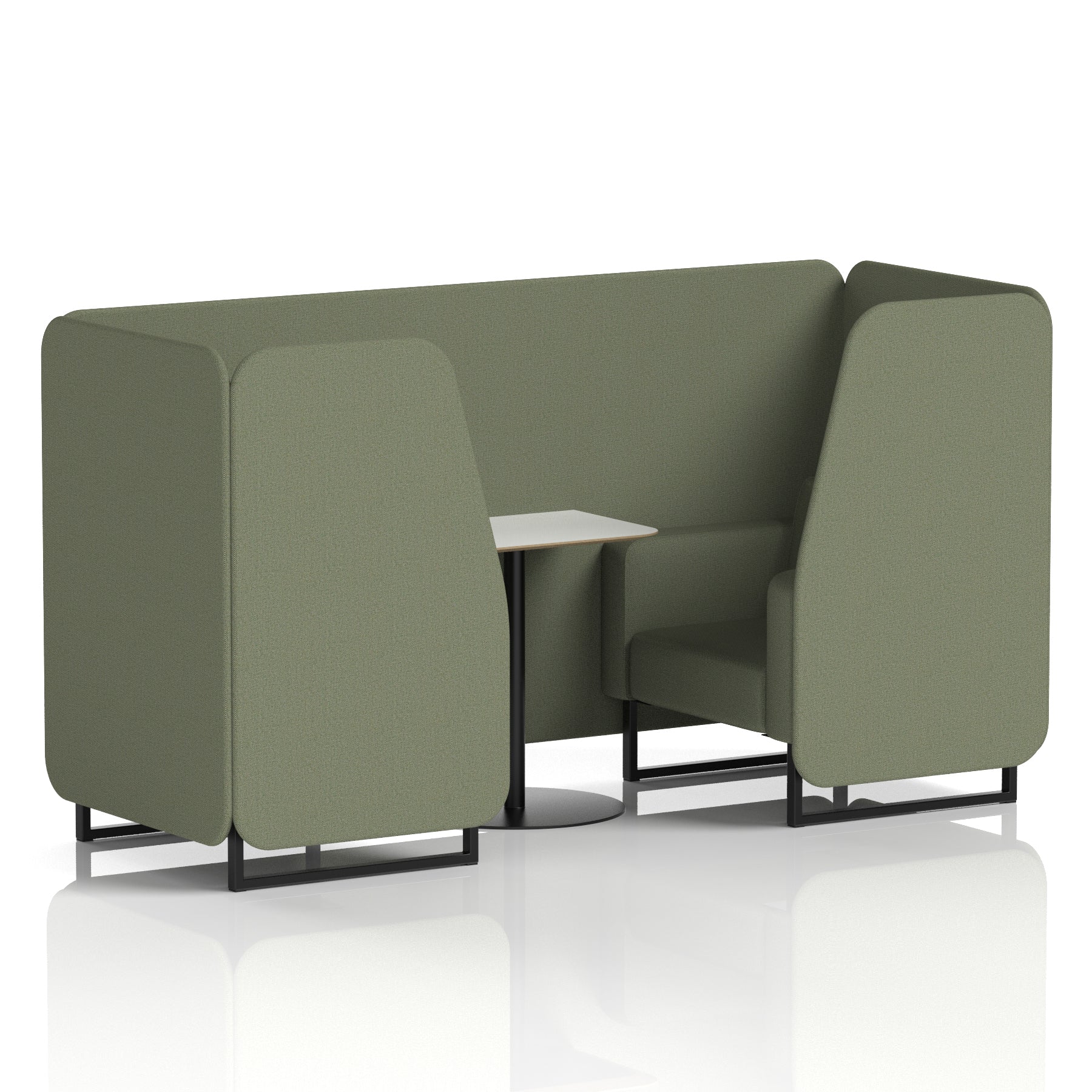 Brixworth Office Booth with White Table, 2/4/6 Seater, Multiple Colours, Black Frame, Plywood & Fabric, Self-Assembly, 10 Yr Frame Warranty
