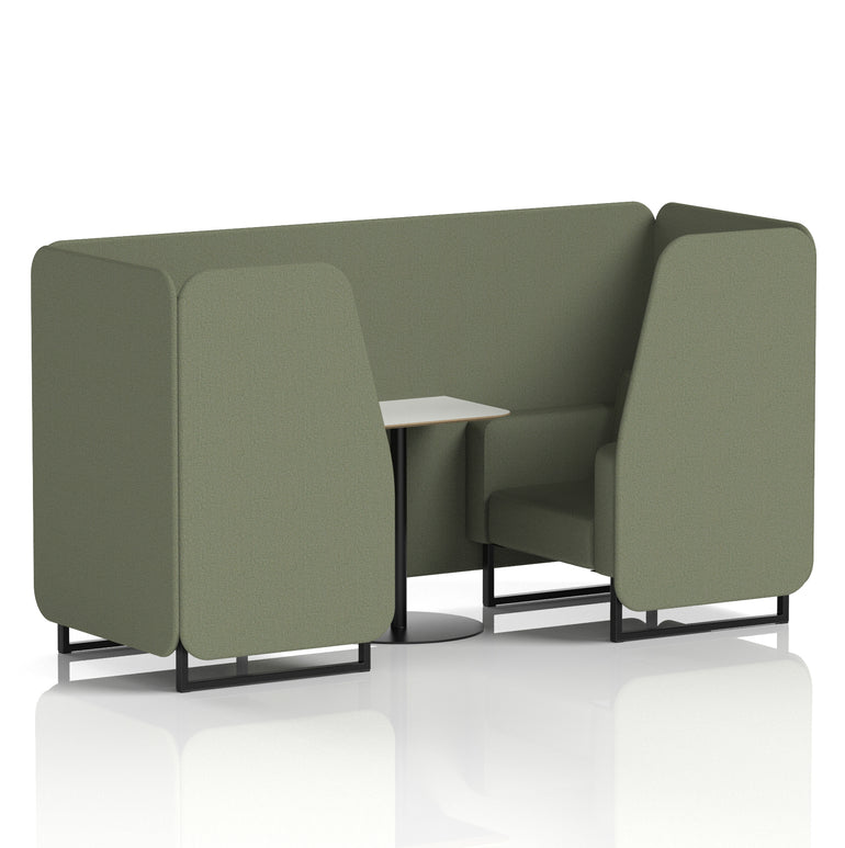 Brixworth Office Booth with White Table, 2/4/6 Seater, Multiple Colours, Black Frame, Plywood & Fabric, Self-Assembly, 10 Yr Frame Warranty