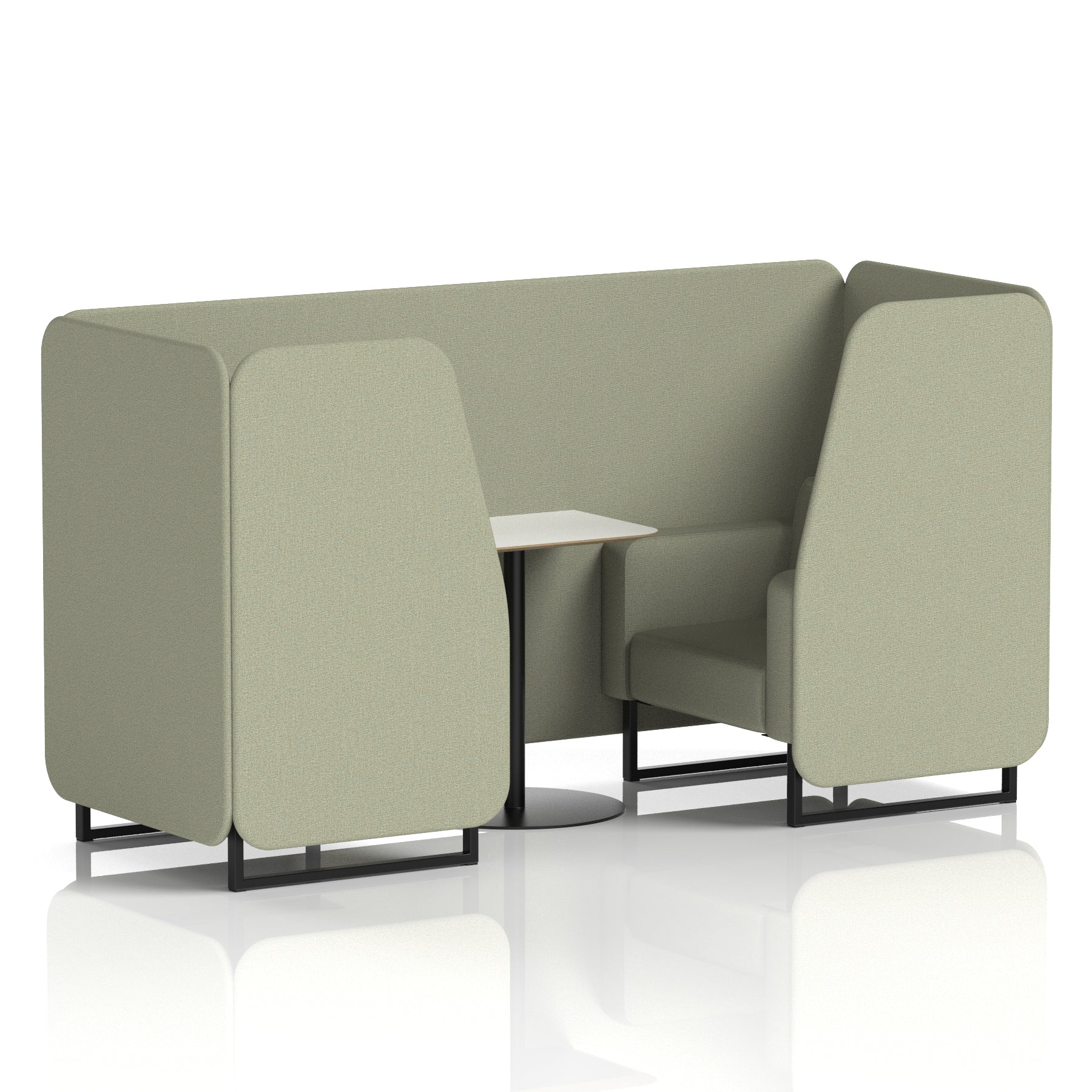 Brixworth Office Booth with White Table, 2/4/6 Seater, Multiple Colours, Black Frame, Plywood & Fabric, Self-Assembly, 10 Yr Frame Warranty