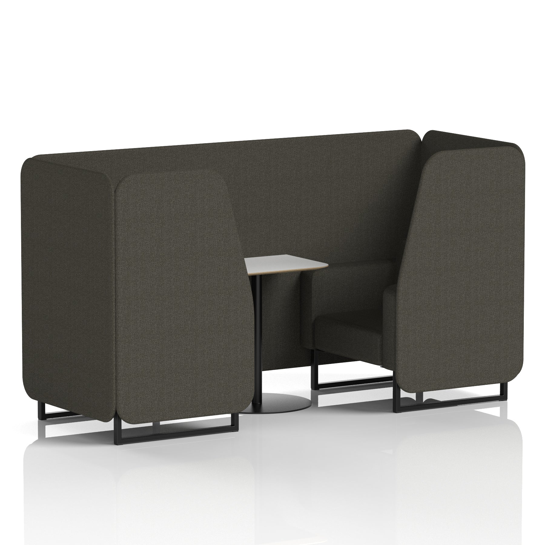 Brixworth Office Booth with White Table, 2/4/6 Seater, Multiple Colours, Black Frame, Plywood & Fabric, Self-Assembly, 10 Yr Frame Warranty