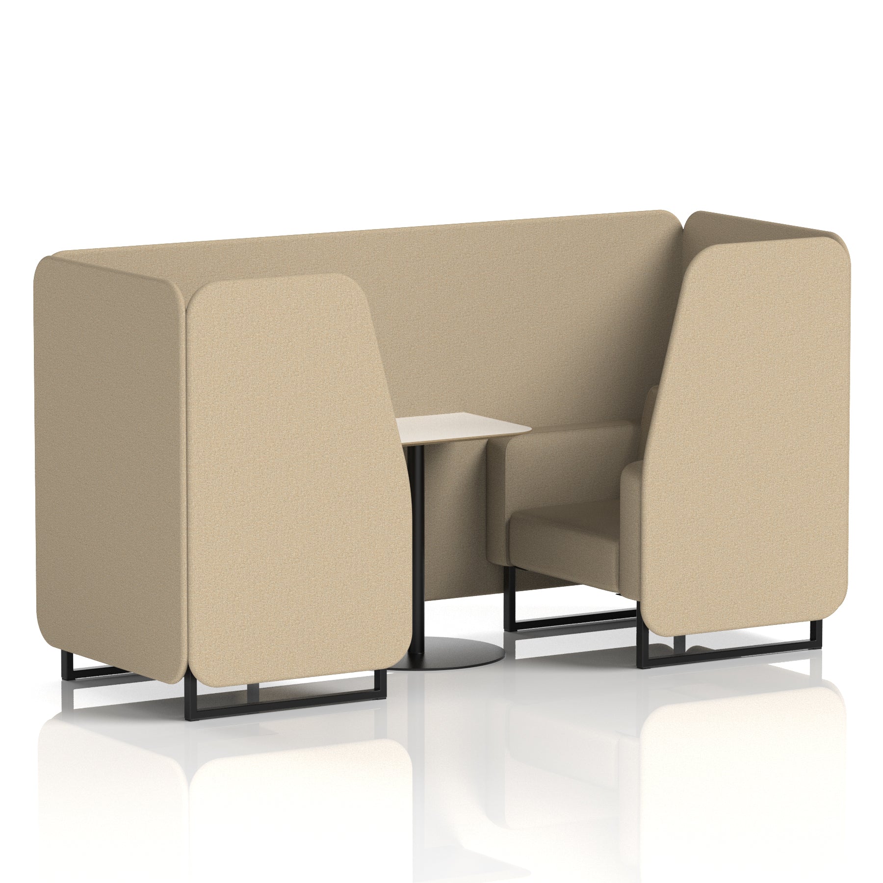 Brixworth Office Booth with White Table, 2/4/6 Seater, Multiple Colours, Black Frame, Plywood & Fabric, Self-Assembly, 10 Yr Frame Warranty