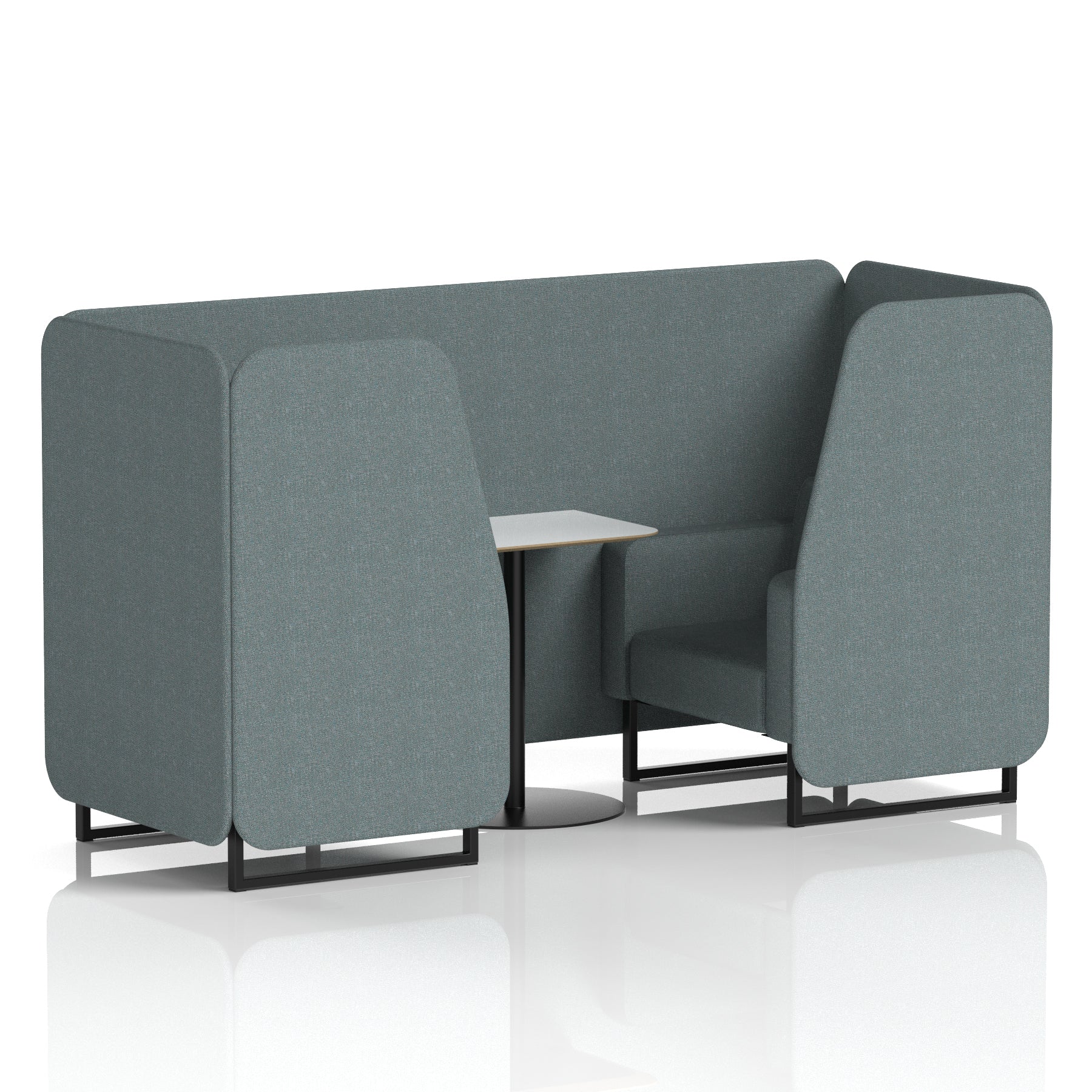Brixworth Office Booth with White Table, 2/4/6 Seater, Multiple Colours, Black Frame, Plywood & Fabric, Self-Assembly, 10 Yr Frame Warranty