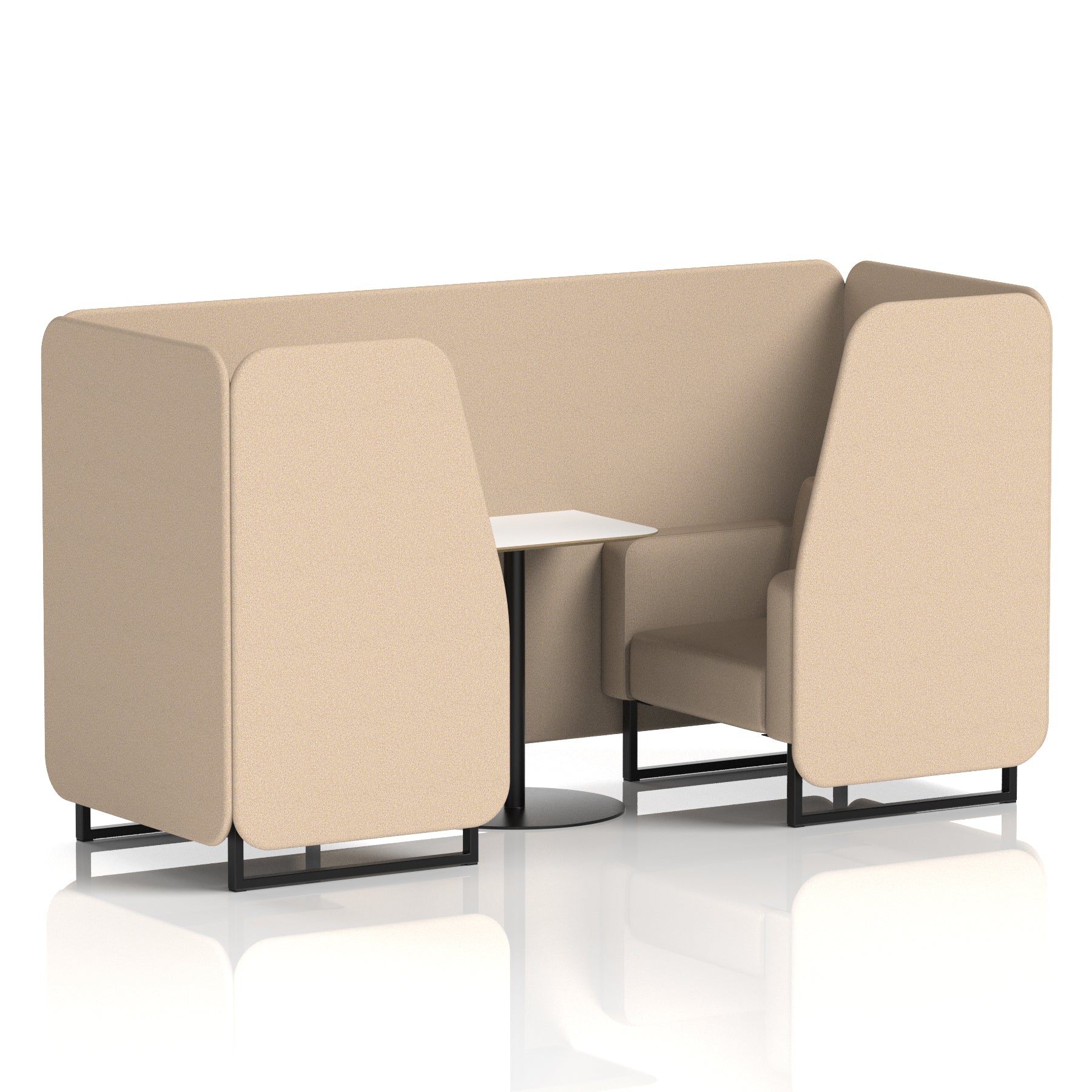 Brixworth Office Booth with White Table, 2/4/6 Seater, Multiple Colours, Black Frame, Plywood & Fabric, Self-Assembly, 10 Yr Frame Warranty
