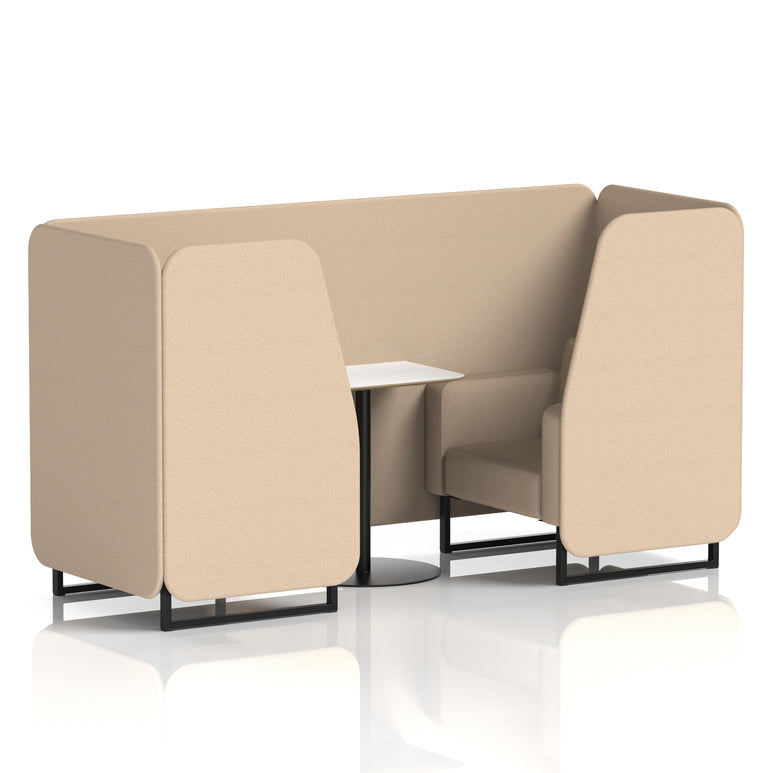 Brixworth Office Booth with White Table, 2/4/6 Seater, Multiple Colours, Black Frame, Plywood & Fabric, Self-Assembly, 10 Yr Frame Warranty