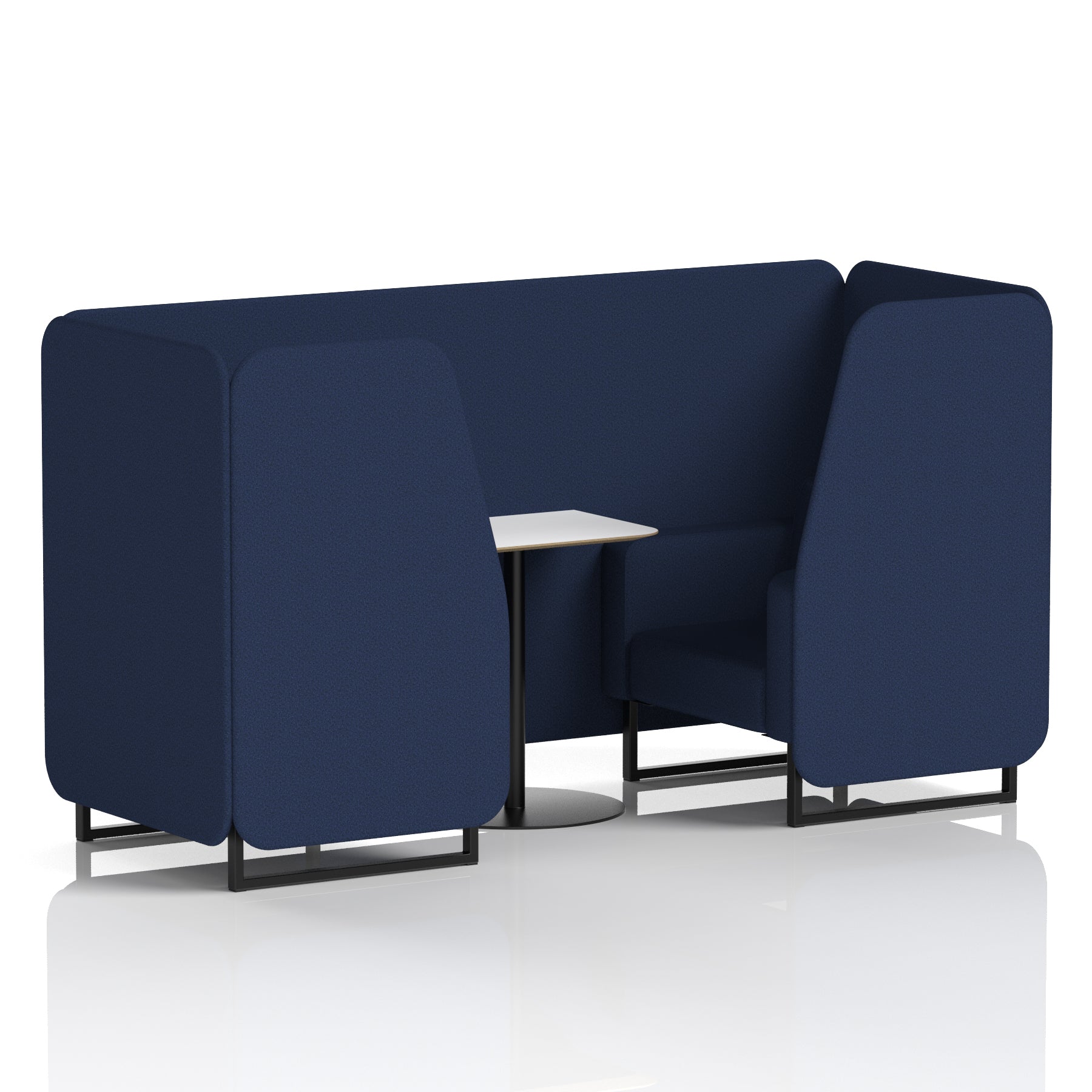 Brixworth Office Booth with White Table, 2/4/6 Seater, Multiple Colours, Black Frame, Plywood & Fabric, Self-Assembly, 10 Yr Frame Warranty