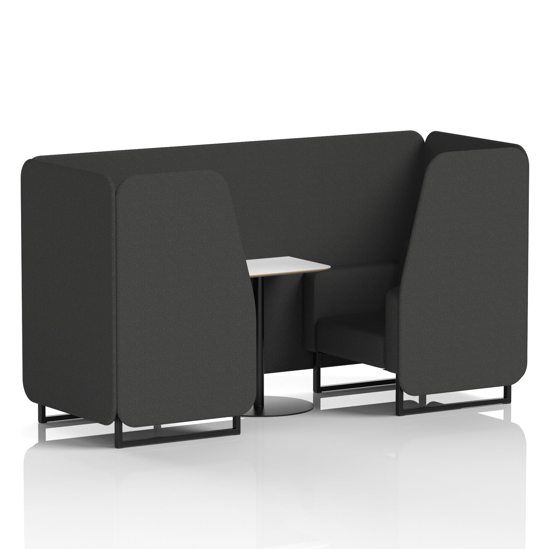 Brixworth Office Booth with White Table, 2/4/6 Seater, Multiple Colours, Black Frame, Plywood & Fabric, Self-Assembly, 10 Yr Frame Warranty