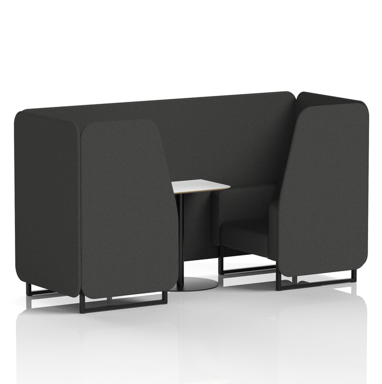 Brixworth Office Booth with White Table, 2/4/6 Seater, Multiple Colours, Black Frame, Plywood & Fabric, Self-Assembly, 10 Yr Frame Warranty